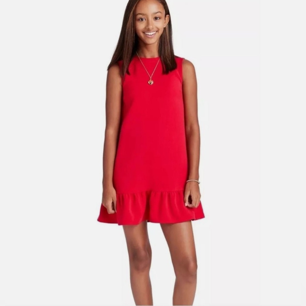 Vineyard Vines Girls Drop Waist Pointe Dress in Red Size Large (14)